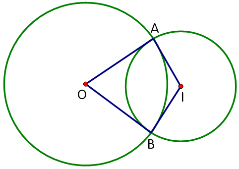 Hình minh họa Biết bán kính của hình tròn tâm O là 6cm, bán kính của hình tròn tâm I