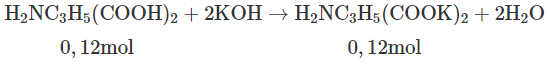 Hình đáp án 1. Cho 17,64g axit glutamic $\Large \mathrm {H_{2}N} \mathrm C_{3} \mathr