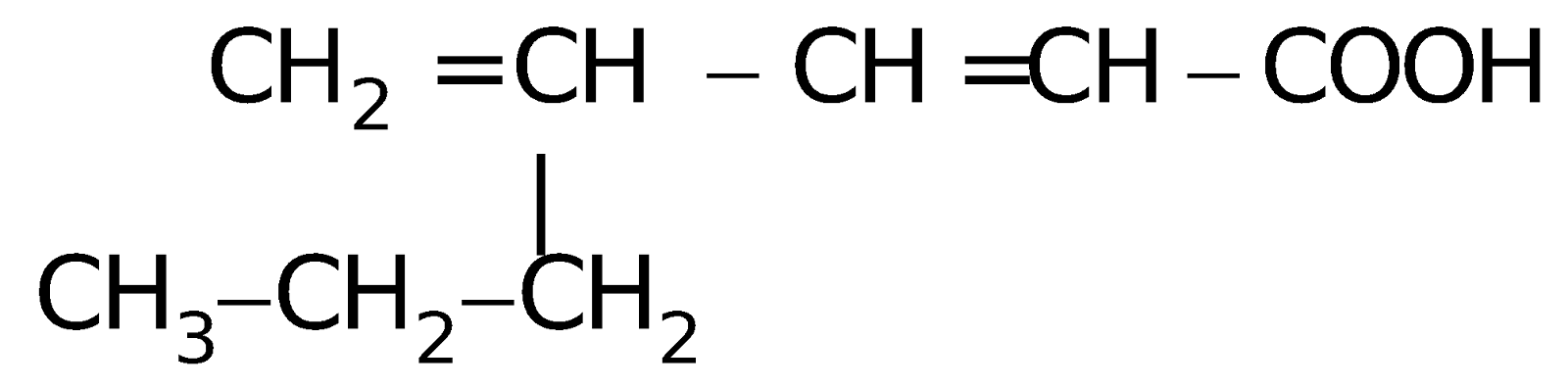 Hình minh họa Cho axit: Tên axit theo danh pháp IUPAC là A. 4-n-propylpenta-2,4-đien