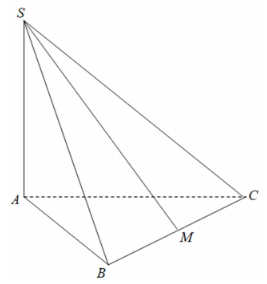 Hình minh họa Cho hình chóp $\Large S.ABC$ có đáy $\Large ABC$ là tam giác vuông cân