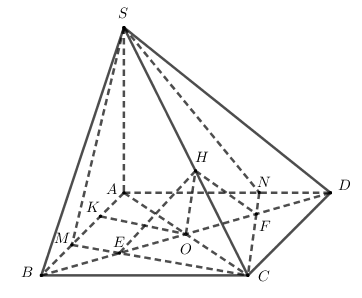 Hình đáp án 1. Cho hình chóp $\large S.ABCD$ có đáy $\large ABCD$ là hình vuông cạnh 