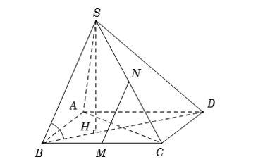 Hình đáp án 1. Cho hình chóp S. ABCD có đáy ABCD là hình chữ nhật với $\large AB=a,\,