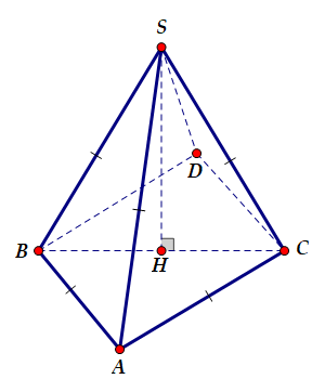 Hình đáp án 1. Cho hình chóp S.ABC có $\large SA= SB= SC= AB= AC= a,\, BC= a\sqrt{2}$