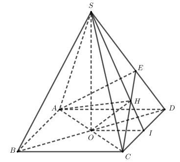 Hình đáp án 1. Cho hình chóp tứ giác đều $\large S.ABCD$. Mặt phẳng $\large (P)$ chứa