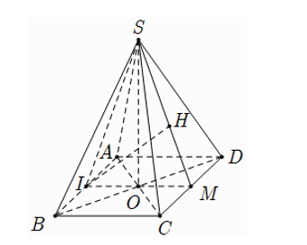 Hình đáp án 1. Cho hình chóp tứ giác đều S.ABCD có $\large AB=SA=2a$. Khoảng cách từ 