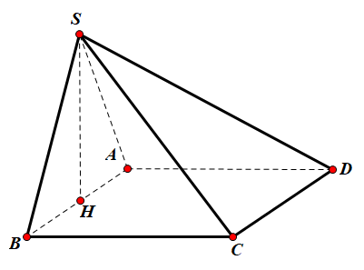 Hình minh họa Cho hình chóp tứ giác $\Large S.ABCD$ có đáy là hình vuông cạnh $\Larg