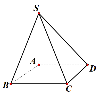 Hình đáp án 1. Cho hình chóp tứ giác $\Large S.ABCD$ có đáy là hình vuông cạnh $\Larg