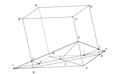 Hình đáp án 1. Cho hình hộp ABCD.A'B'C'D' có thể tích V. Một mặt phẳng (Q) đi qua trọ