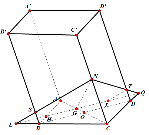 Hình đáp án 1. Cho hình hộp ABCD.A'B'C'D' có thể tích V. Một mặt phẳng (Q) đi qua trọ