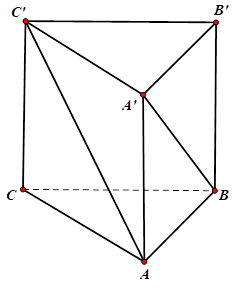 Hình minh họa Cho hình lăng trụ đều ABC.A'B'C' có tất cả các cạnh có độ dài bằng 2 (