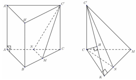 Hình đáp án 1. Cho hình lăng trụ đứng ABC.A'B'C' có đáy ABC là tam giác cân tại A, $\