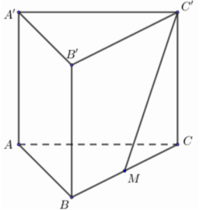 Hình minh họa Cho hình lăng trụ đứng ABC.A'B'C' có đáy ABC là tam giác cân tại A, $\