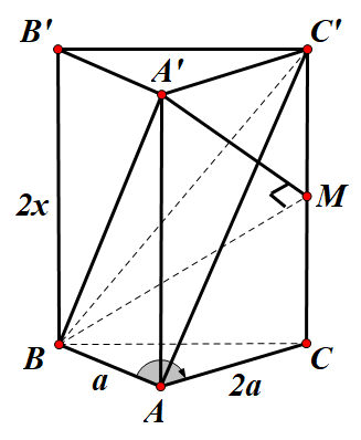 Hình đáp án 1. Cho hình lăng trụ đứng $\Large ABC.A'B'C'$ có $\Large AB = a; AC = 2a;