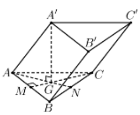 Hình đáp án 1. Cho hình lăng trụ $\large ABC.A'B'C'$ có đáy là tam giác đều cạnh $\la