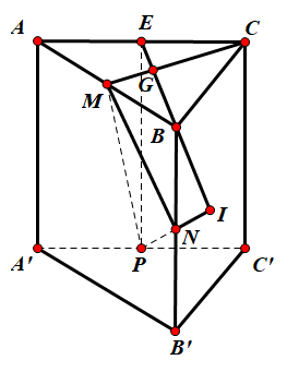 Hình đáp án 1. Cho hình lăng trụ tam giác đều $\large ABC.A'B'C'$ có chiều cao bằng 4