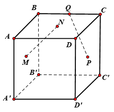 Hình minh họa Cho hình lập phương ABCD.A'B'C'D' cạnh a . Gọi M, N, P lần lượt là tâm