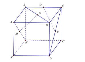 Hình minh họa Cho hình lập phương ABCD.A'B'C'D' cạnh a . Gọi M, N, P lần lượt là tâm