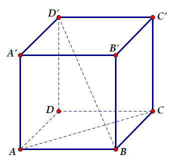 Hình minh họa Cho hình lập phương ABCD.A'B'C'D' (Tham khảo hình vẽ dưới). Góc giữa h