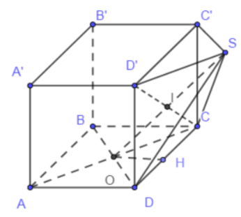 Hình đáp án 1. Cho hình lập phương $\Large ABCD.A'B'C'D'$ có cạnh bằng a. Gọi O là tâ