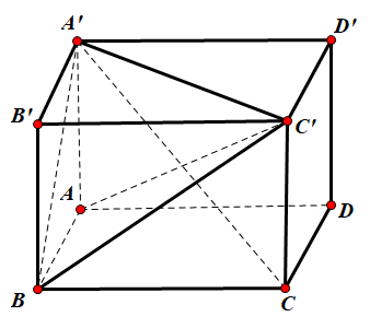 Hình minh họa Cho hình lập phương $\Large ABCD.{A}'{B}'{C}'{D}'$. Côsin góc giữa hai