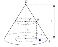 Hình đáp án 1. Cho hình nón có chiều cao h . Tính chiều cao x của khối trụ có thể tíc