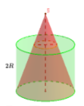 Hình minh họa Cho hình nón có độ dài đường kính đáy là 2 R , độ dài đường sinh là $\