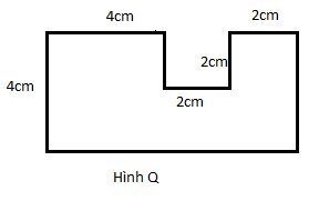 Hình minh họa Cho hình Q có kích thước như hình vẽ. Diện tích hình Q là: ...\(\Large