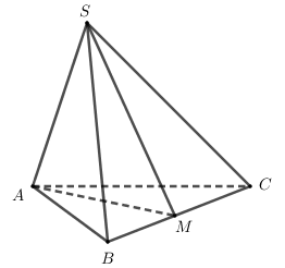 Hình đáp án 1. Cho khối chóp $\large S.ABC,M$ là trung điểm của cạnh $\large BC$. Thể