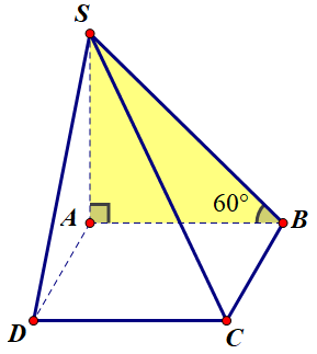 Hình đáp án 1. Cho khối chóp $\large S.ABCD$ có đáy hình chữ nhật, $\large AB=a,AD=a\