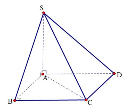 Hình đáp án 1. Cho khối chóp $\large S.ABCD$ có $\large SA \perp ( ABCD), SA = 2a\sqr