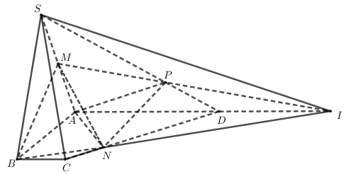 Hình đáp án 1. Cho khối chóp $\large S.ABCD$ có thể tích bằng 1, đáy $\large ABCD$ là