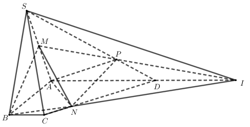 Hình đáp án 1. Cho khối chóp $\large S.ABCD$ có thể tích bằng 1, đáy $\large ABCD$ là