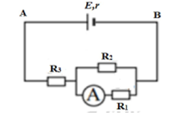 Hình minh họa Cho mạch điện có sơ đồ như hình vẽ: $\large E=8V; r=2,0\Omega; R_1=12\