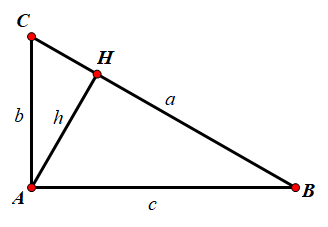 Hình đáp án 1. Cho tam giác ABC vuông tại A, $\large BC=a.\, AC=b,\, AB= c,\, b < c$.