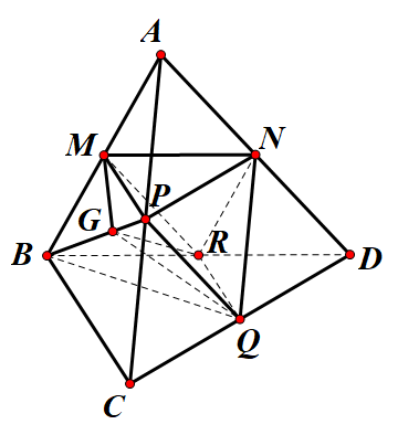 Hình đáp án 1. Cho tứ diện ABCD có thể tích là V. Gọi M, N, P, Q, R lần lượt là trung