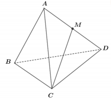 Hình minh họa Cho tứ diện đều $\Large ABCD$ có cạnh $\Large a$. Gọi $\Large M$ là tr