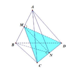 Hình đáp án 1. Cho tứ diện $\large ABCD$ có $\large AB=x,AC=AD=CB=DB=2\sqrt{3}$ , kho