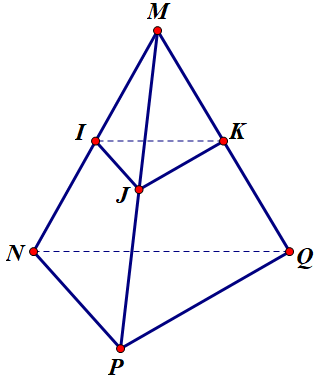 Hình đáp án 1. Cho tứ diện $\large MNPQ$. Gọi $\large I,J,K$ lần lượt là trung điểm c