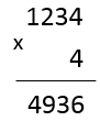 Hình đáp án 1. Điền đáp án đúng vào ô trống: 1234 x 4 = Đặt tính rồi nhân lần lượt từ