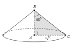 Hình đáp án 1. Một hình nón có đường kính đáy là $\large 2a\sqrt{3}$, góc ở đỉnh là $