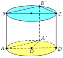 Hình đáp án 1. Một hình trụ có diện tích xung quanh là $\large 4\pi$, thiết diện qua 