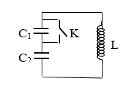 Hình minh họa Một mạch dao động gồm cuộn thuần cảm L và hai tụ $\Large C_1=2C_2$ mắc