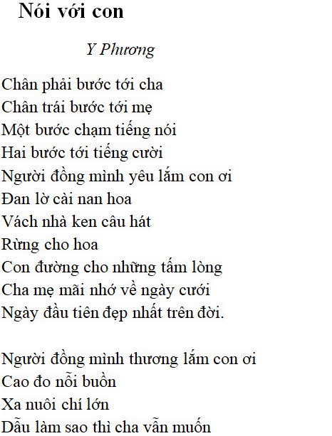 Hình minh họa Nói với con (Y Phương)