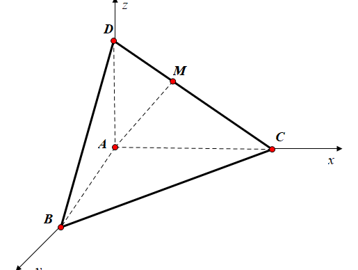 Hình đáp án 1. Tứ diện ABCD có các cạnh AB, AC, AD đôi một vuông góc và có độ dài lần