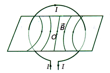 Hình minh họa Từ trường của vòng điện chạy trong dây dẫn uốn thành vòng tròn.